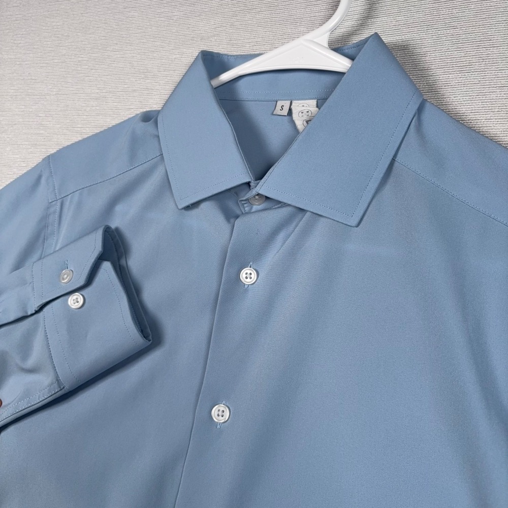 State & Liberty Long Sleeve Shirt Mens Size S Blue Polyester Spandex Button Up